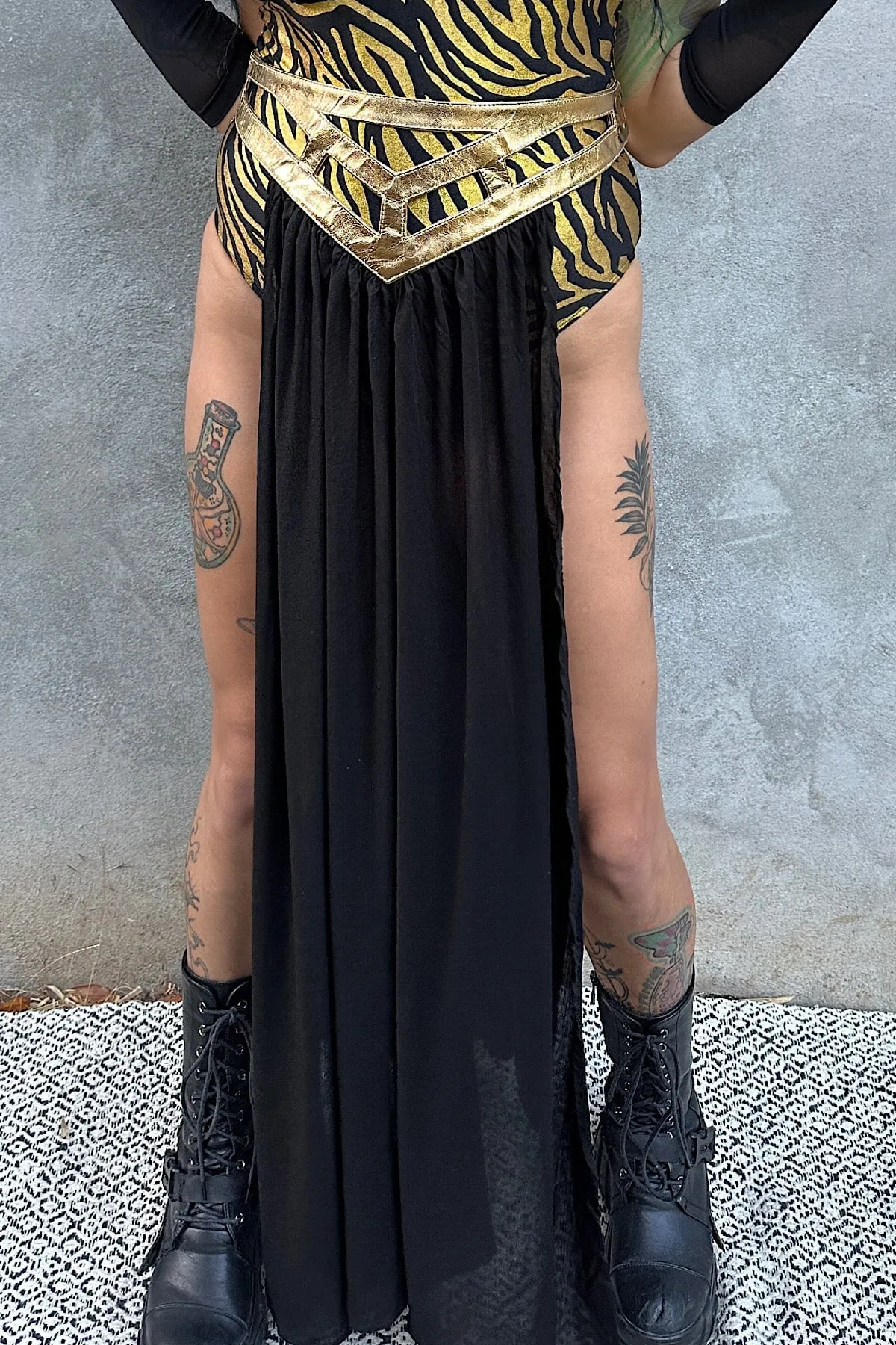 5D x Stellar Dust Chevron Cage Skirt - leather/rayon