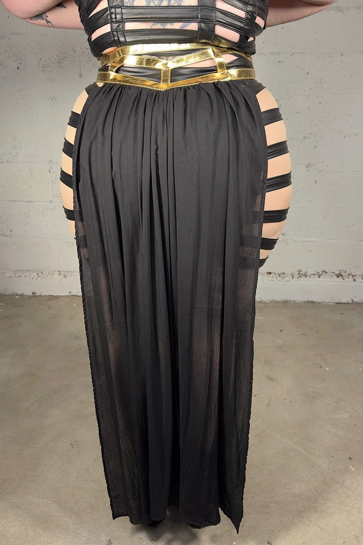 5D x Stellar Dust Chevron Cage Skirt - leather/rayon