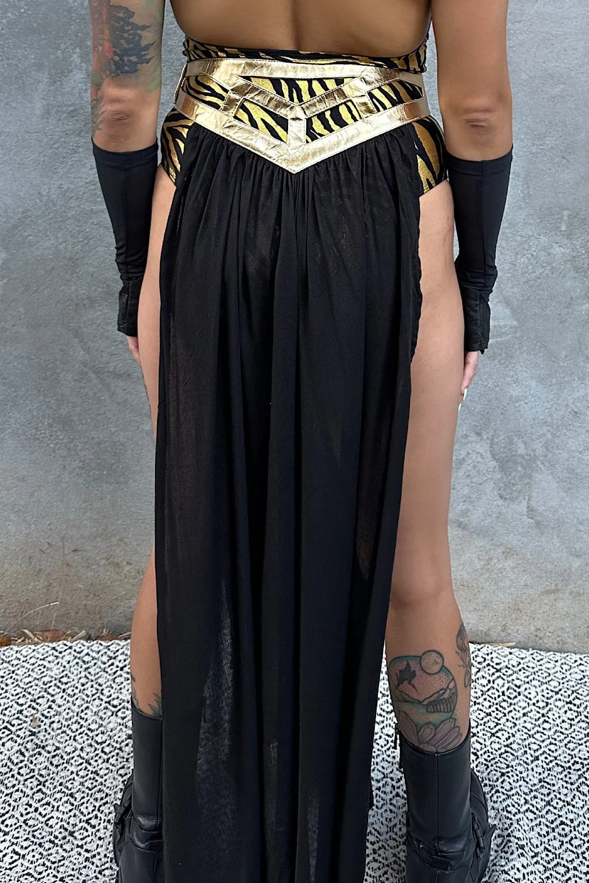 5D x Stellar Dust Chevron Cage Skirt - leather/rayon