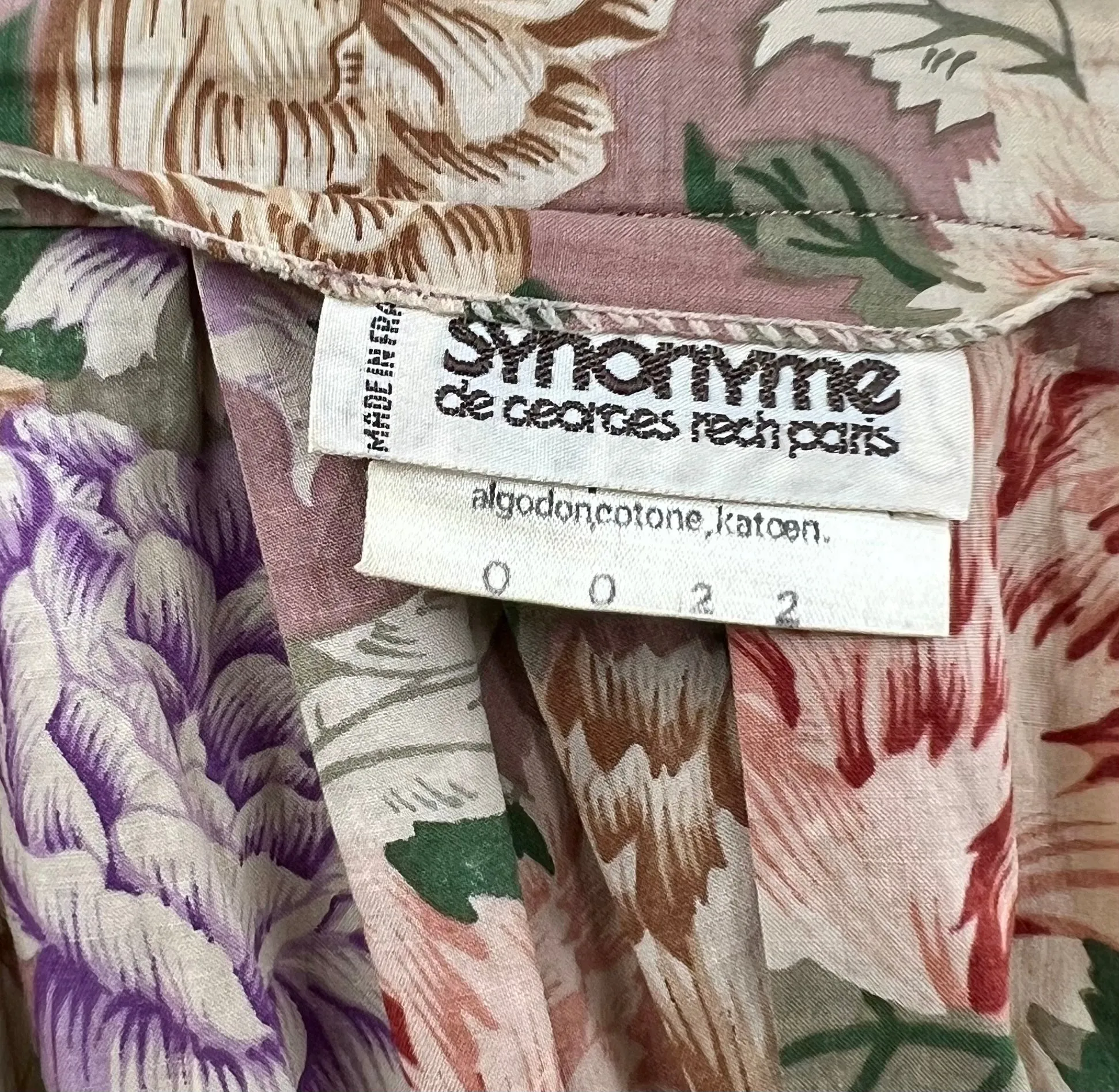 80’s Beige & Lilac Multicolor Flower Print Skirt By Synonyme