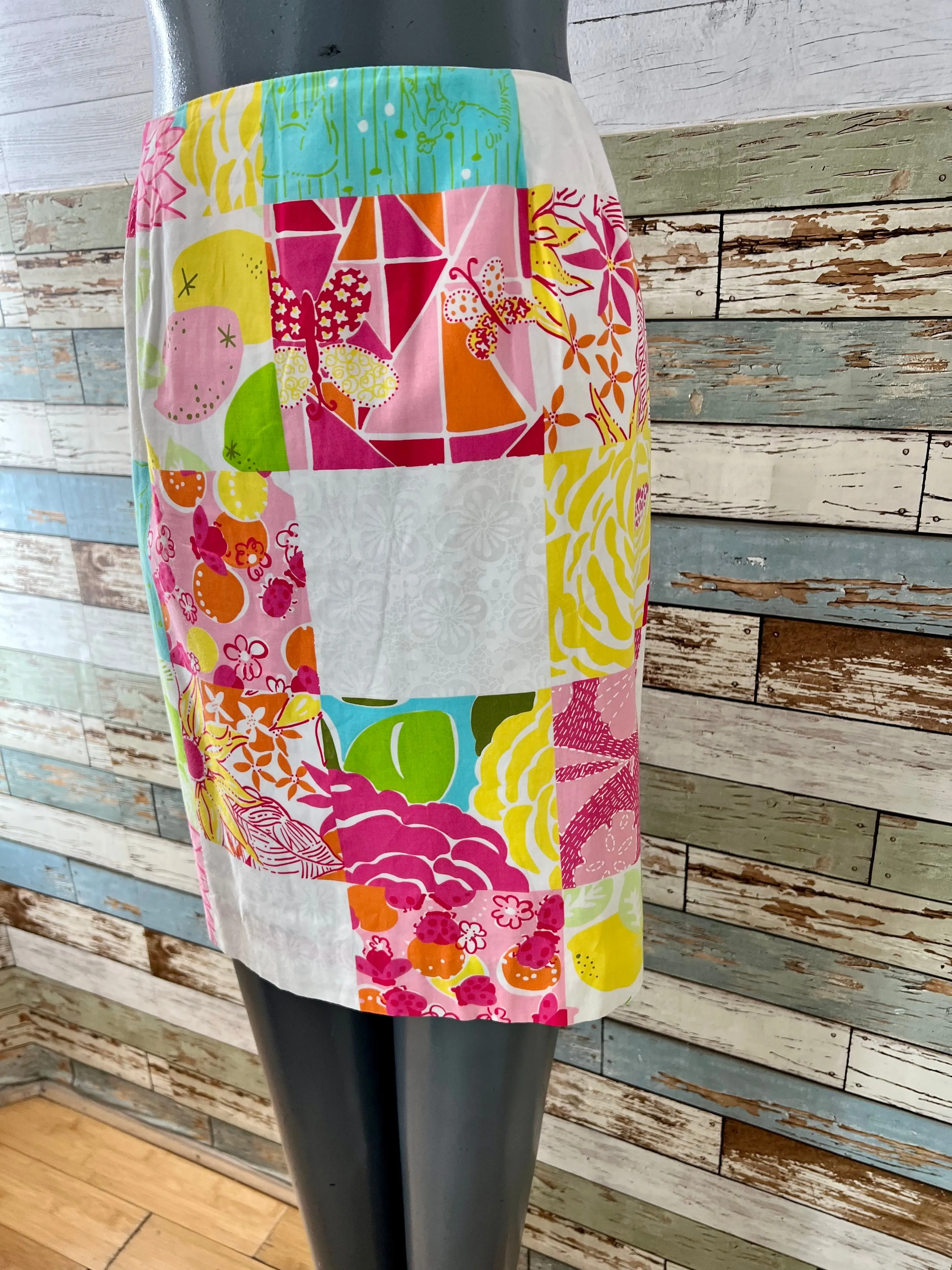 90’s Pink Multicolor Print Patch Skirt By Lilly Pulitzer