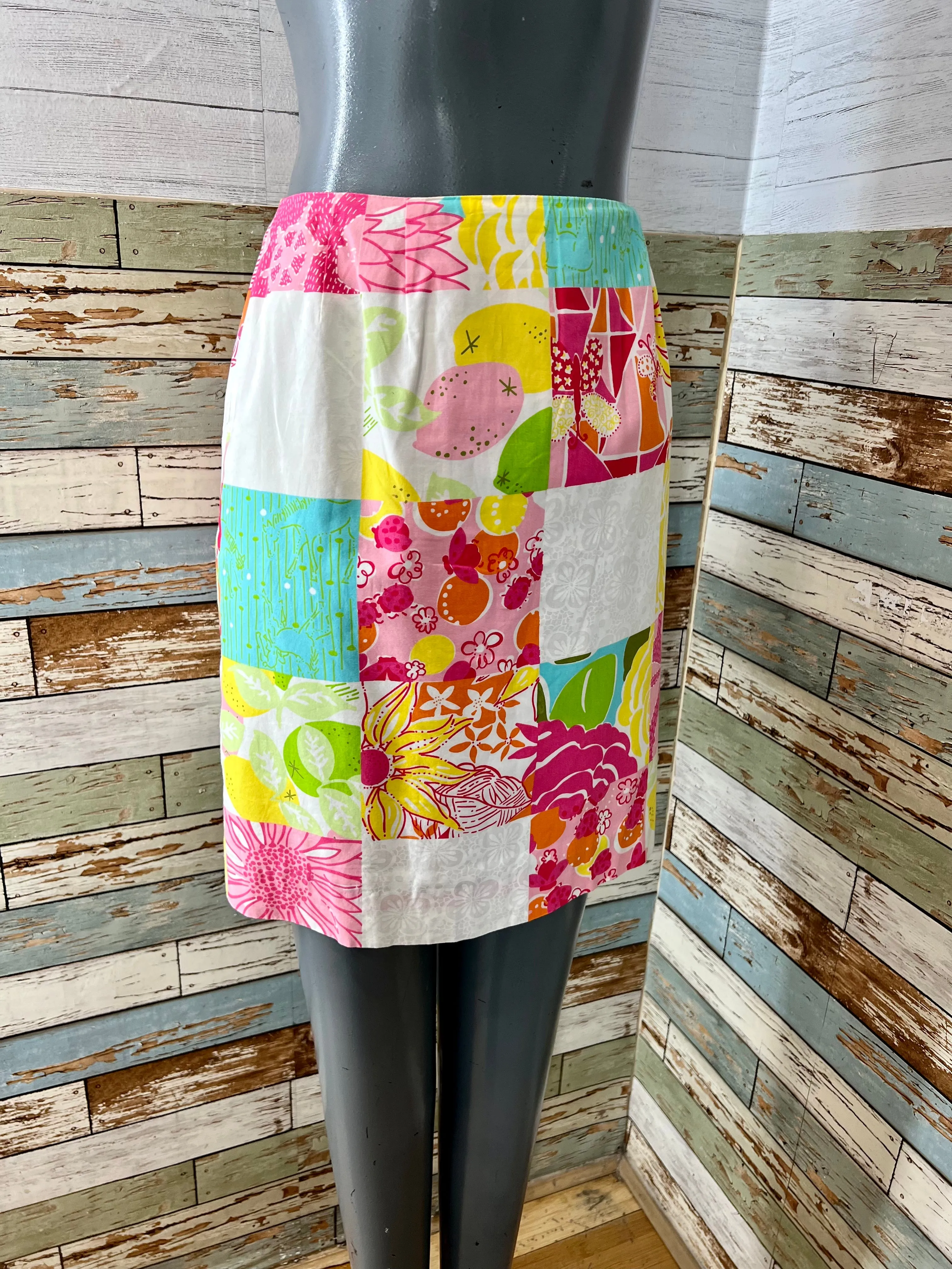 90’s Pink Multicolor Print Patch Skirt By Lilly Pulitzer