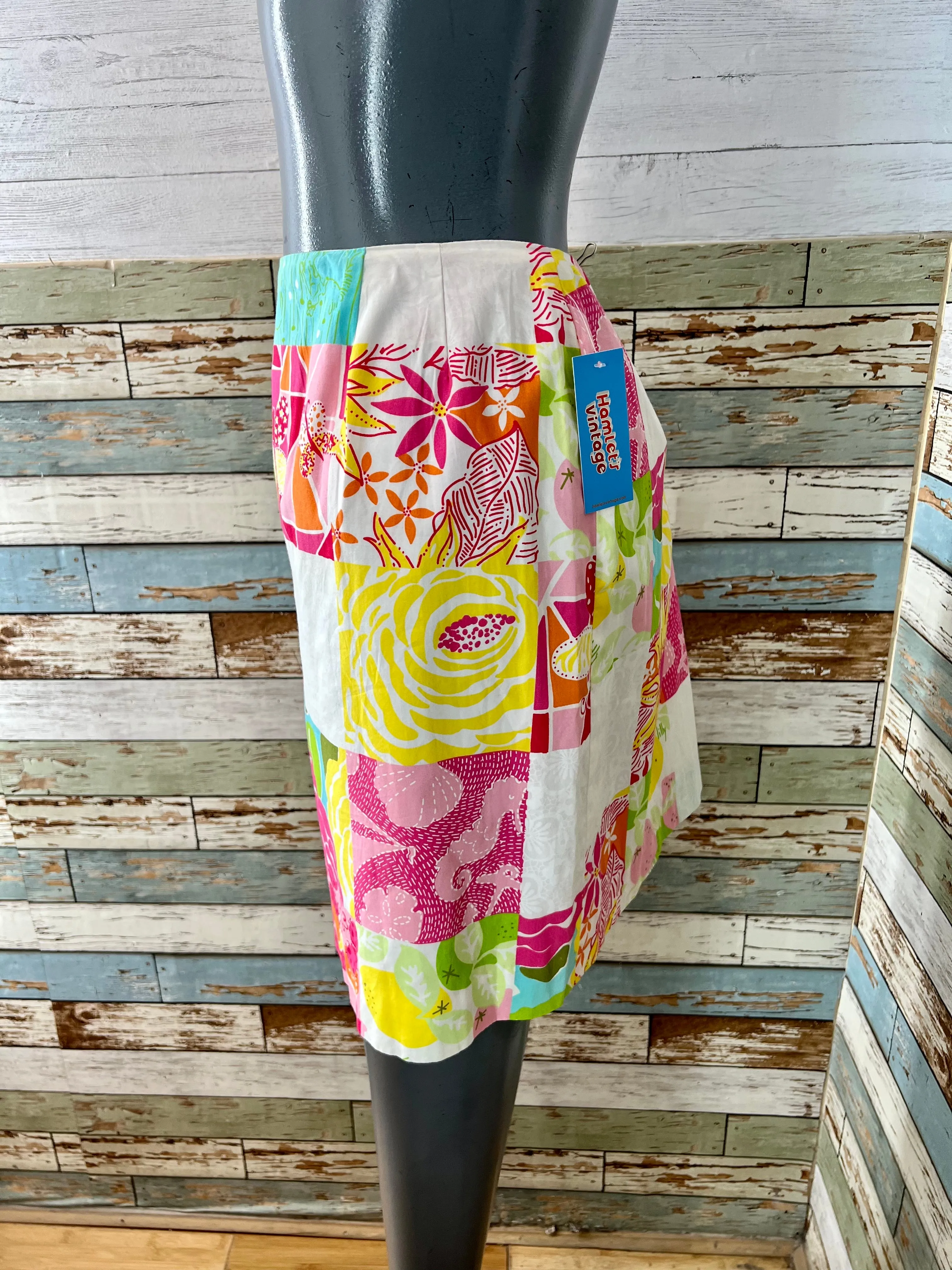 90’s Pink Multicolor Print Patch Skirt By Lilly Pulitzer