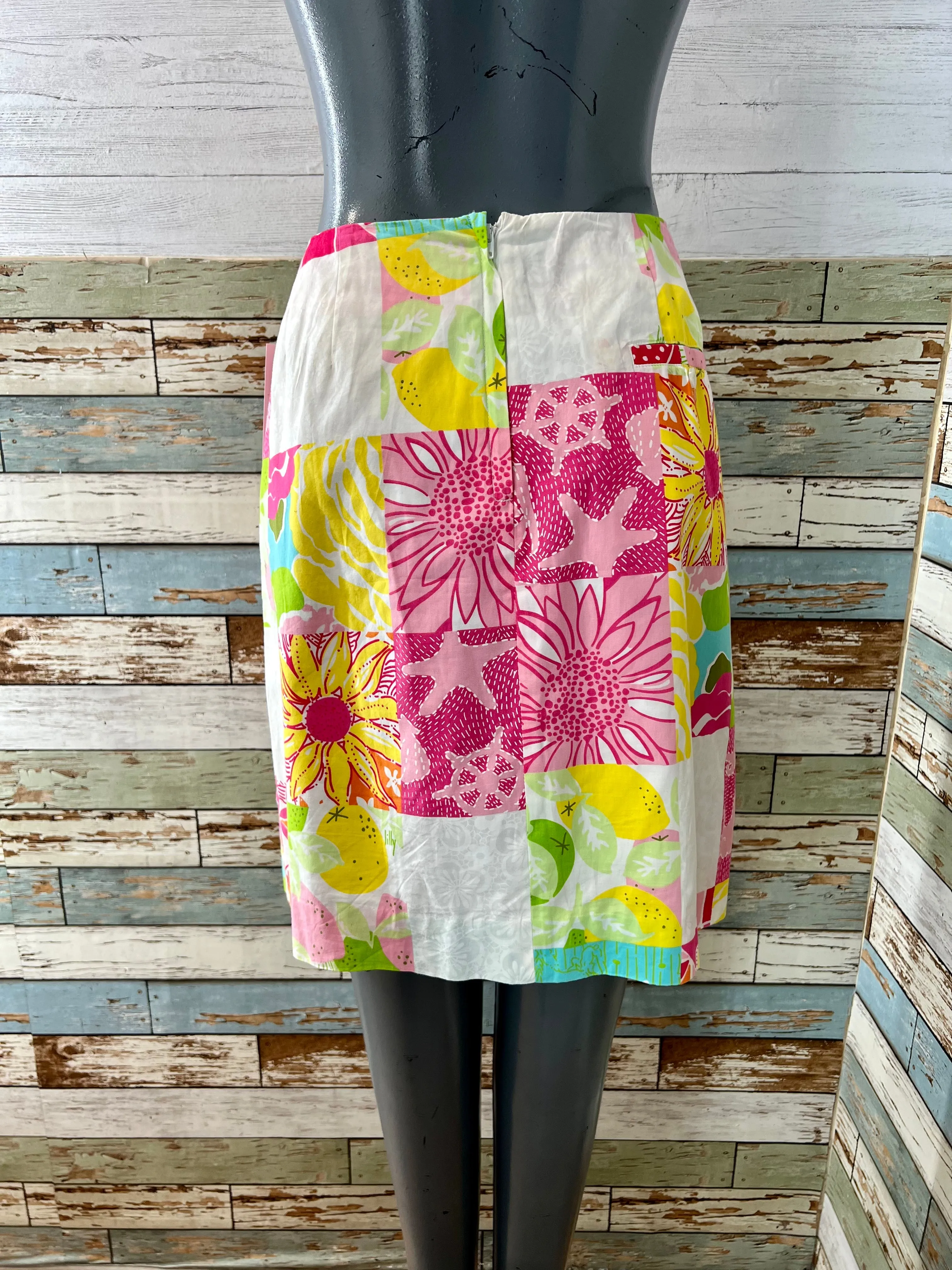 90’s Pink Multicolor Print Patch Skirt By Lilly Pulitzer