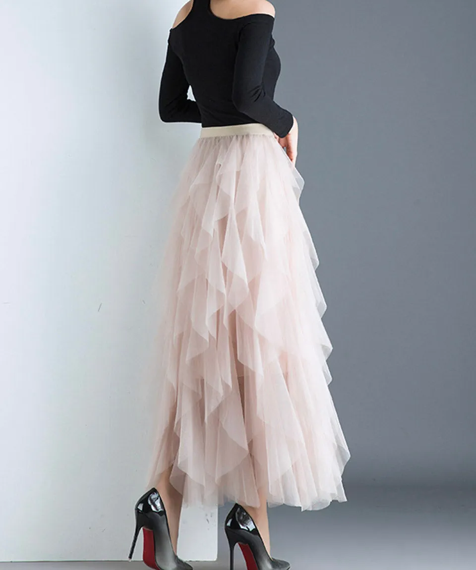 A line irregular tulle skirt girl fashion skirt  3504