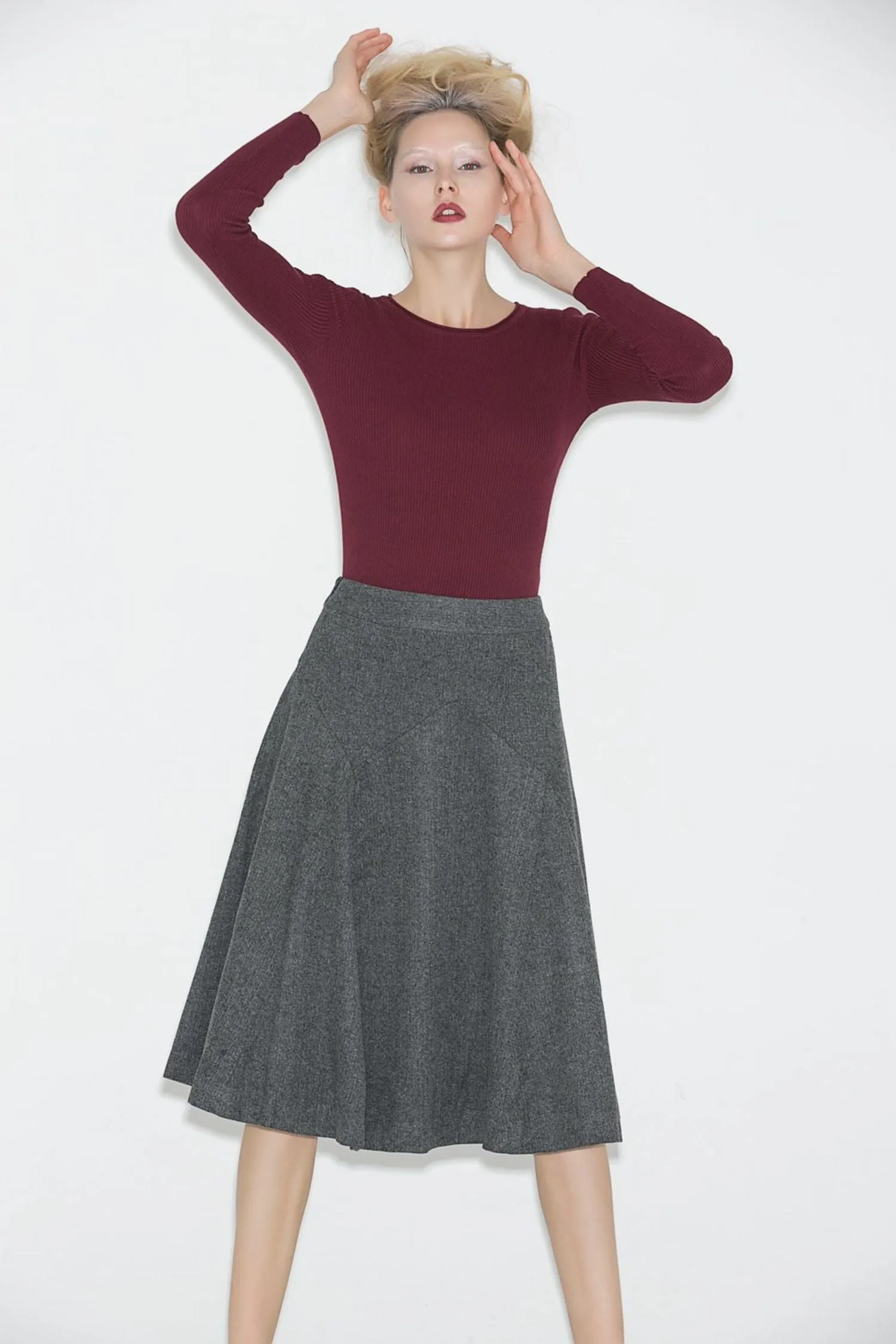 A line winter wool skirt women C705