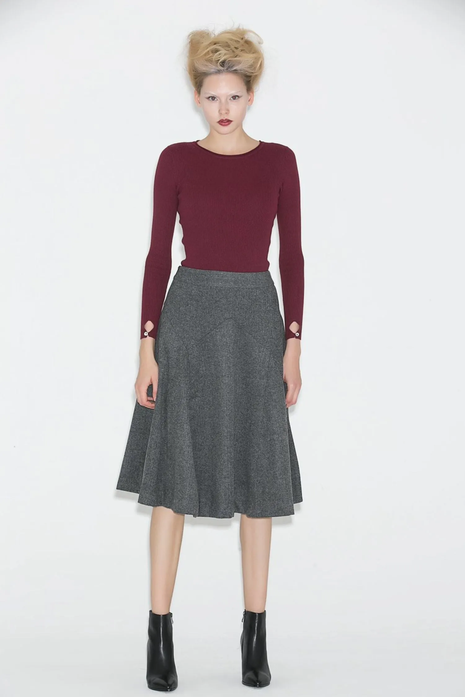 A line winter wool skirt women C705