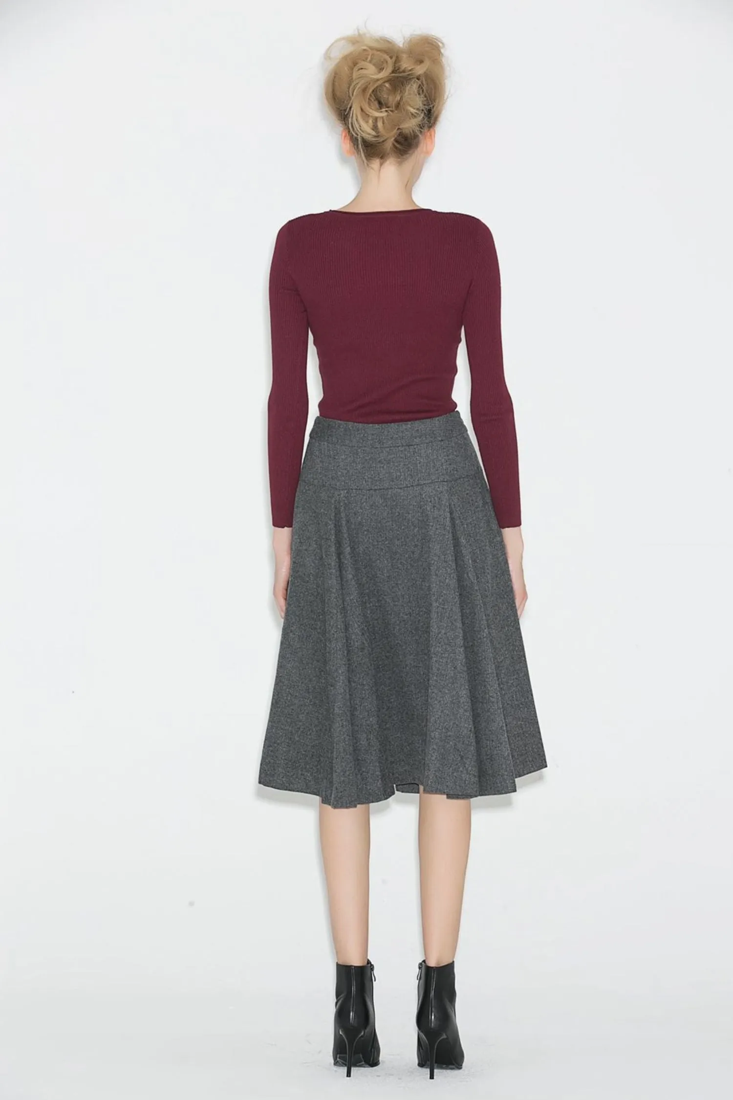 A line winter wool skirt women C705