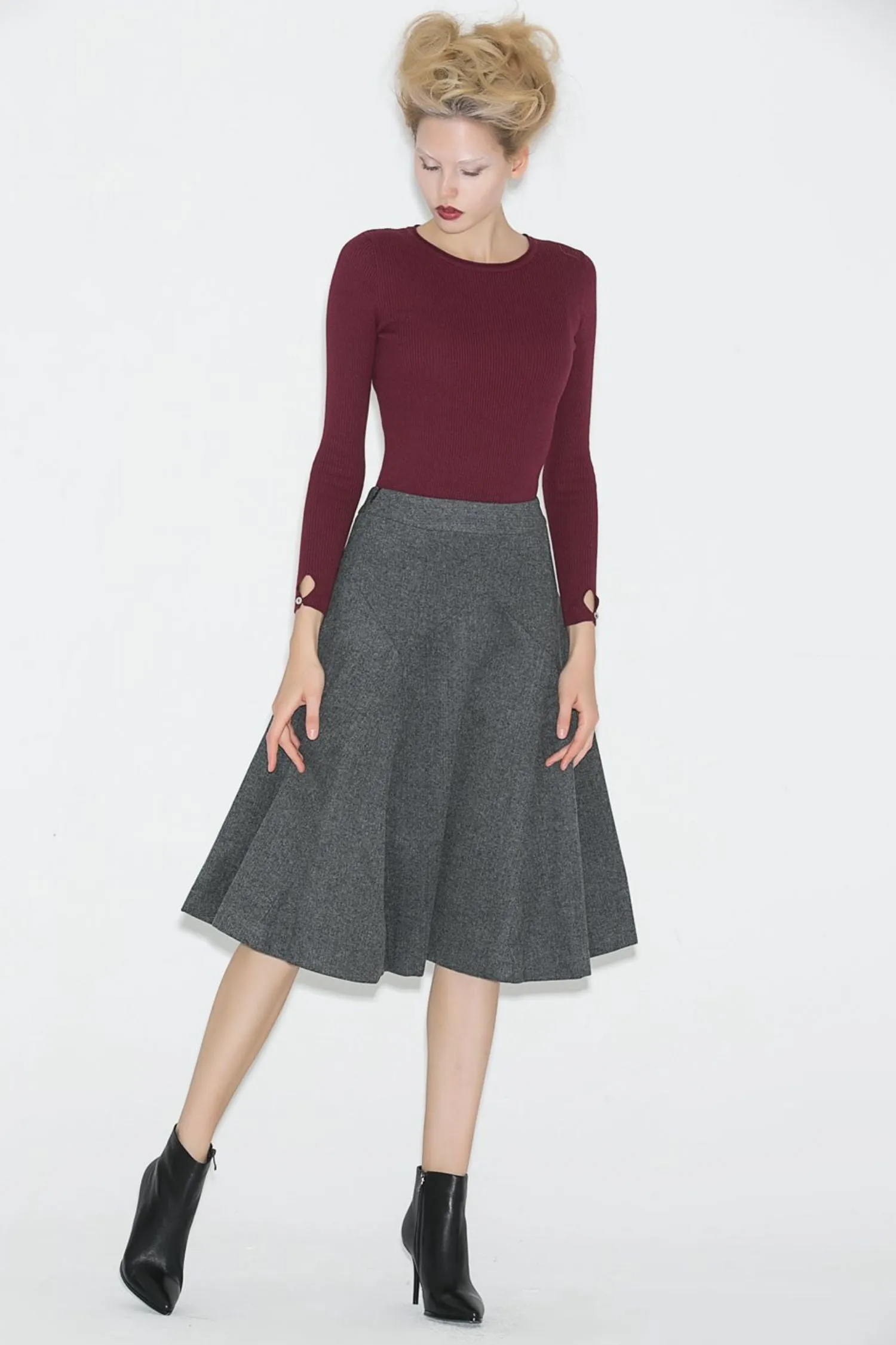 A line winter wool skirt women C705