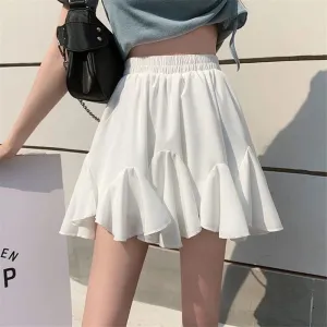 Advbridge Elegant Ruffle Women Mini Skirt Korean Style Lace Fairycore Sweet Shorts Skirt Kawaii Pleated Patchwork Casual Skirts