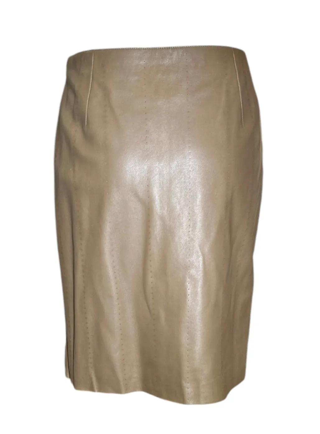 Akris Tan Nappa Lambskin Leather Skirt,  NWT