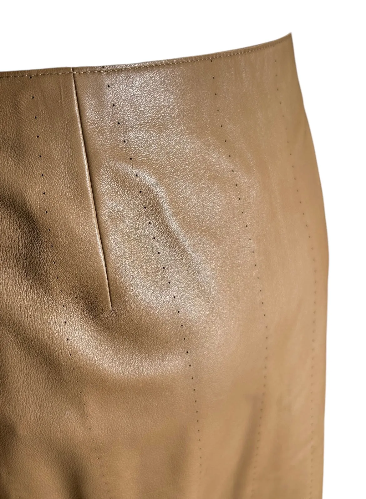 Akris Tan Nappa Lambskin Leather Skirt,  NWT