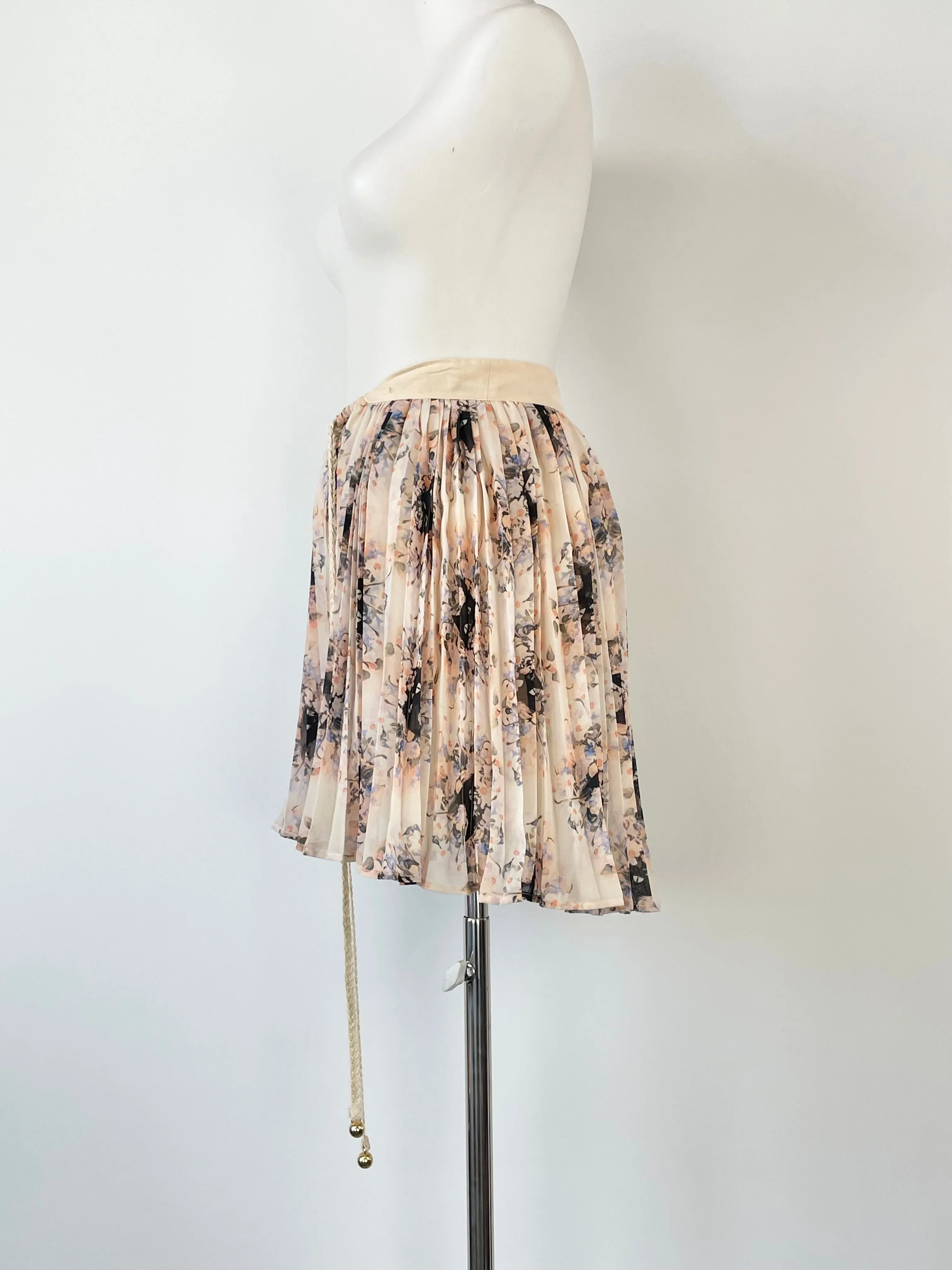 Alice McCall Peach Floral Print Pleated Mini Skirt - AU6