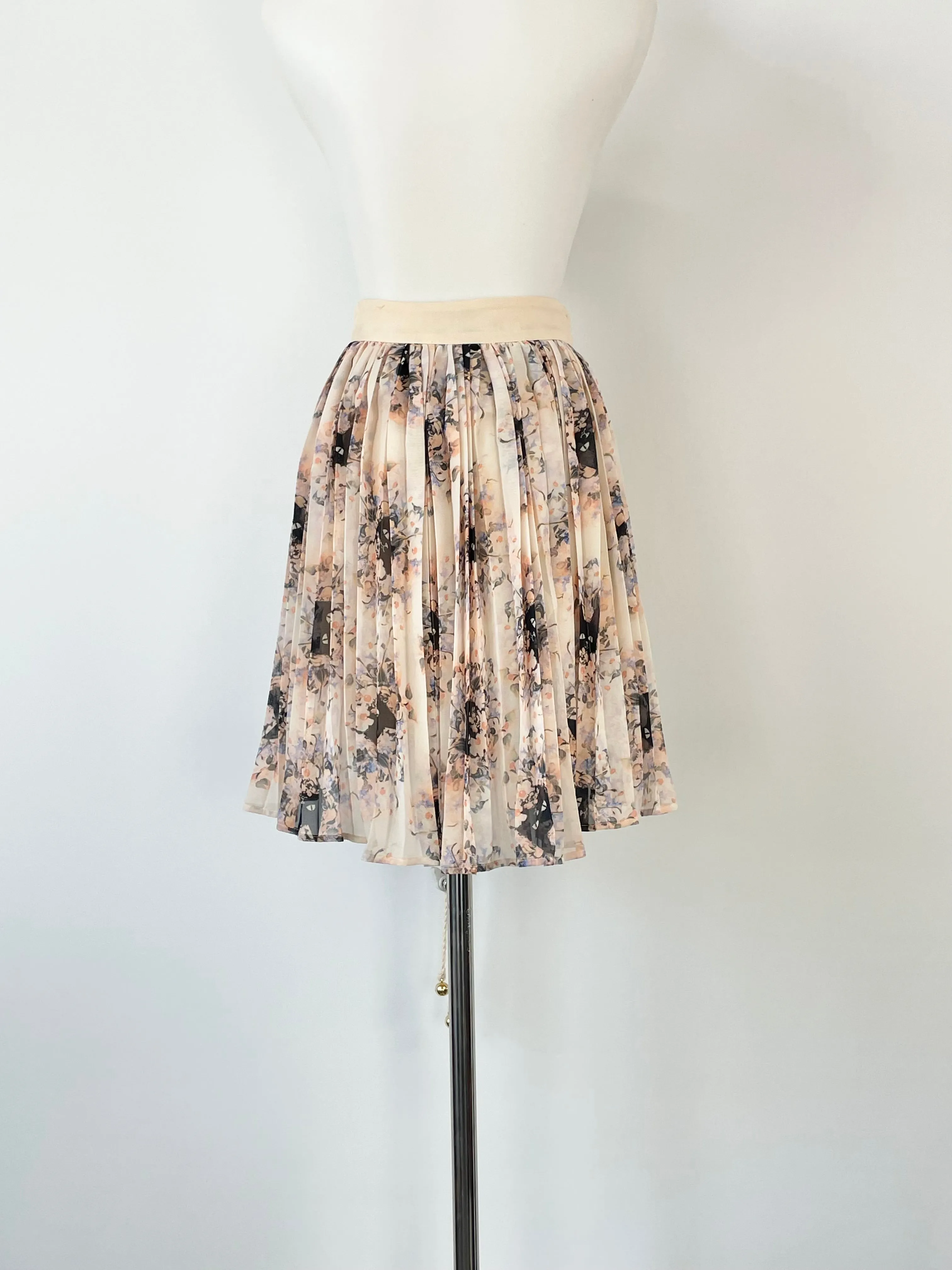 Alice McCall Peach Floral Print Pleated Mini Skirt - AU6