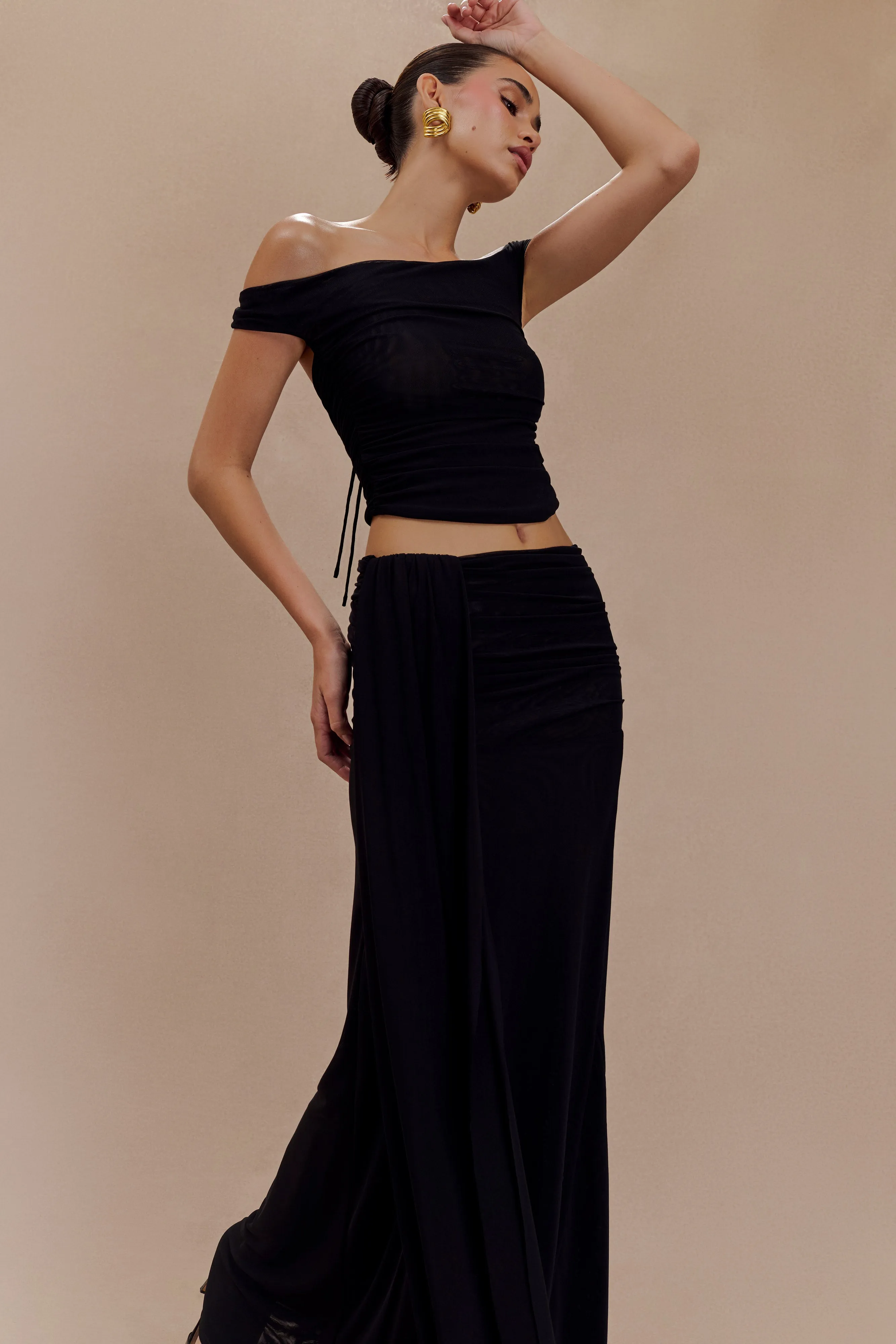 Arna Mesh Maxi Skirt - Black