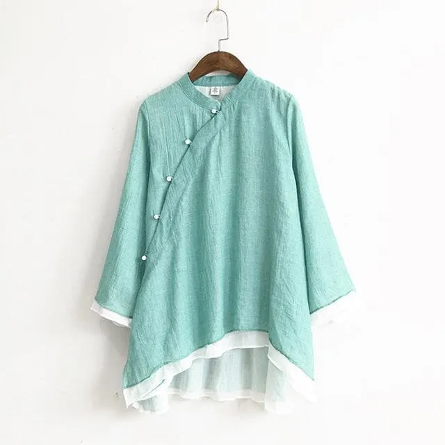 Asia Inspired Cotton Blouse | Zen