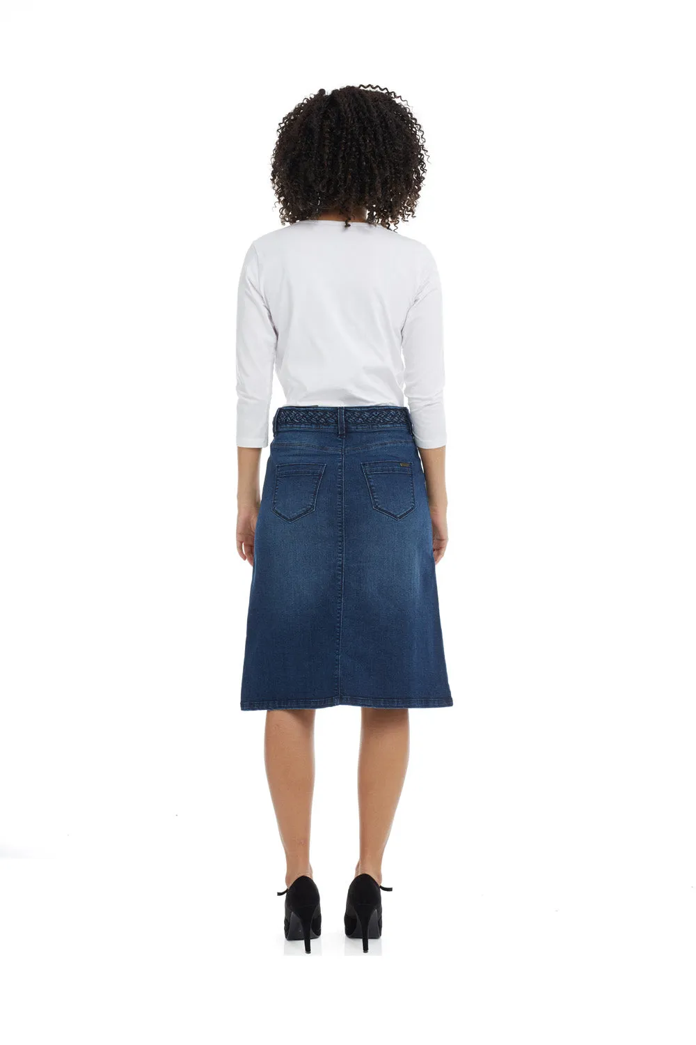 Below Knee Length A-Line Denim Jean Skirt 'Sydney' EX802153