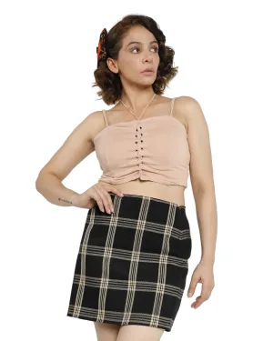 Black & Beige Plaid Skirt