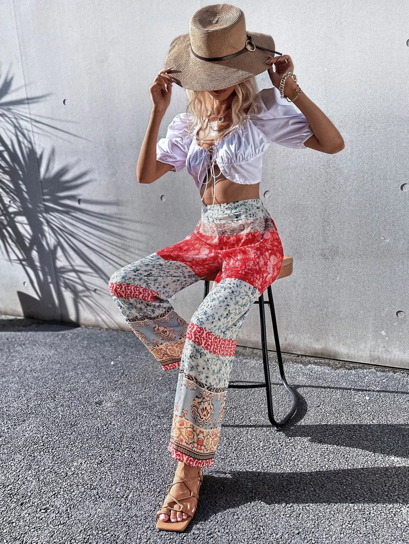 Boho Tribal Pocket High Waist Long Women Pants