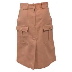 Bottega Veneta Pique A-line Midi Skirt in Beige Cotton