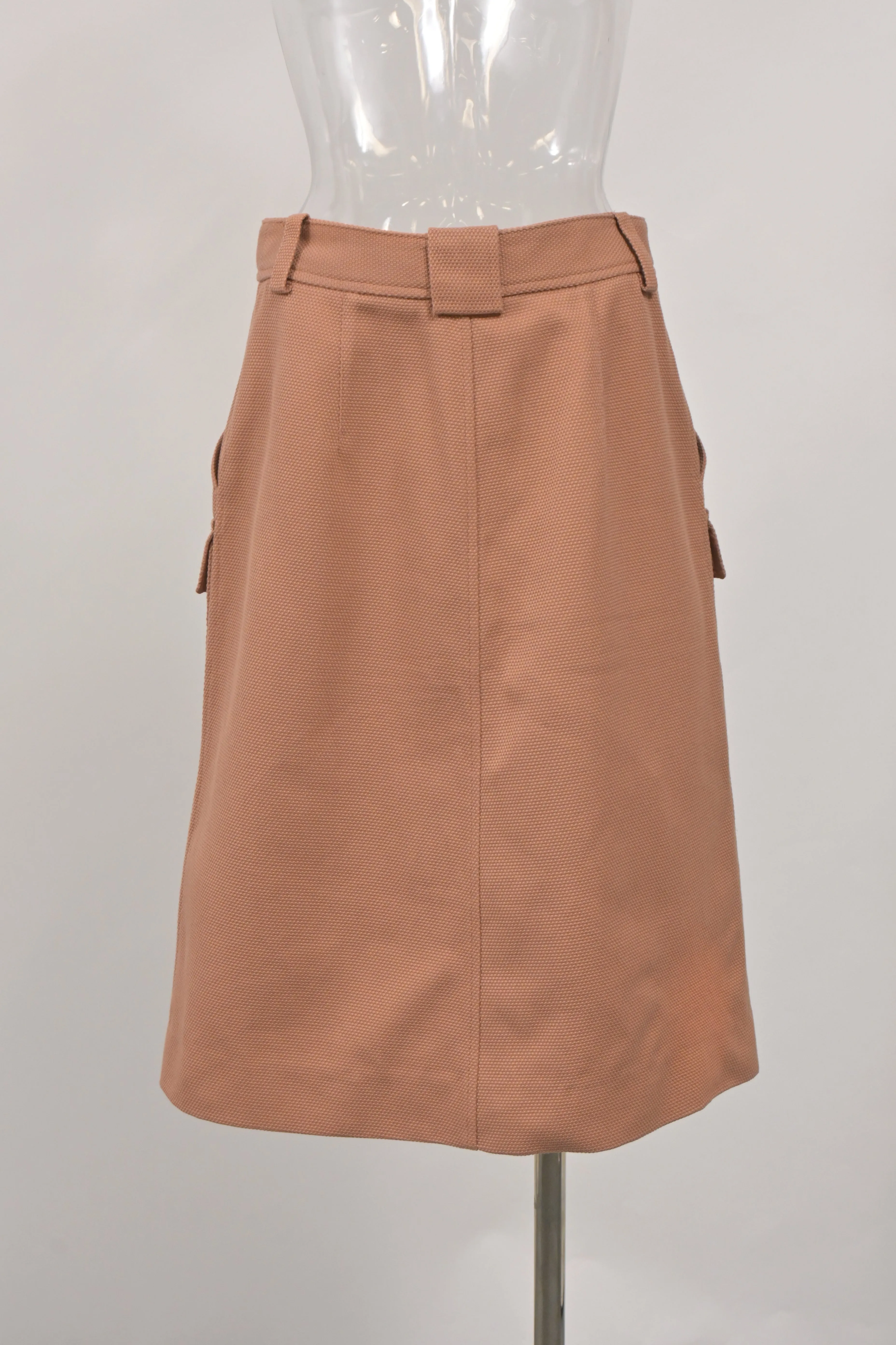 Bottega Veneta Pique A-line Midi Skirt in Beige Cotton