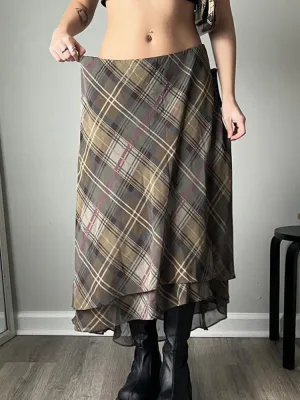 Brown High-waist Double-layer Skirt