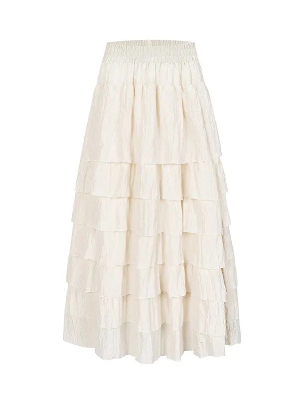 Cake Tiered Natural Retro Cover Long-Skirt