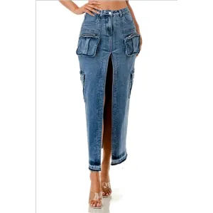 Cargo Denim Skirt