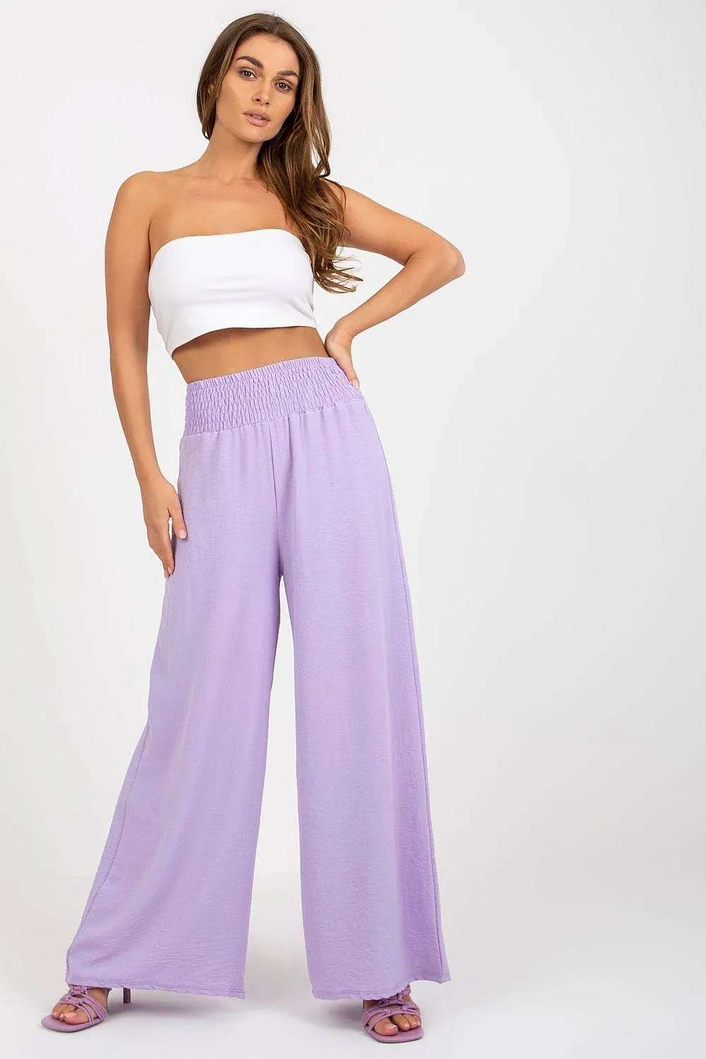 Chic Wide Leg Polyester Trousers by Elegant Italy Moda