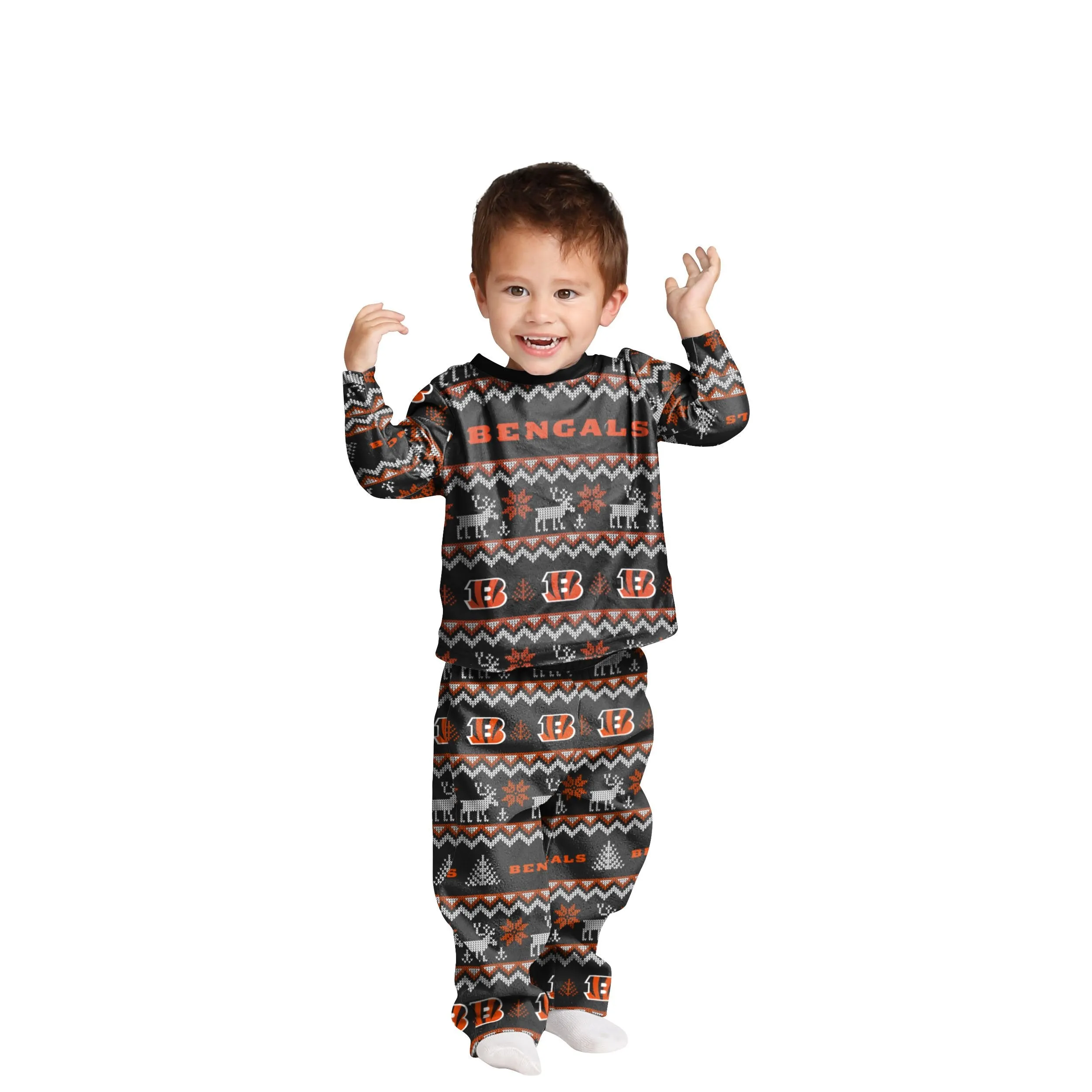 Cincinnati Bengals NFL Ugly Pattern Family Holiday Pajamas