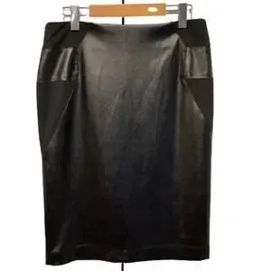 CLEO FAUX LEATHER BLACK SKIRT