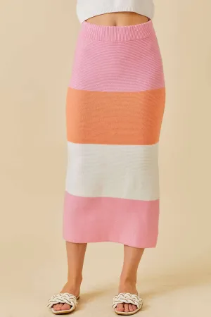 Color Block Knit Skirt