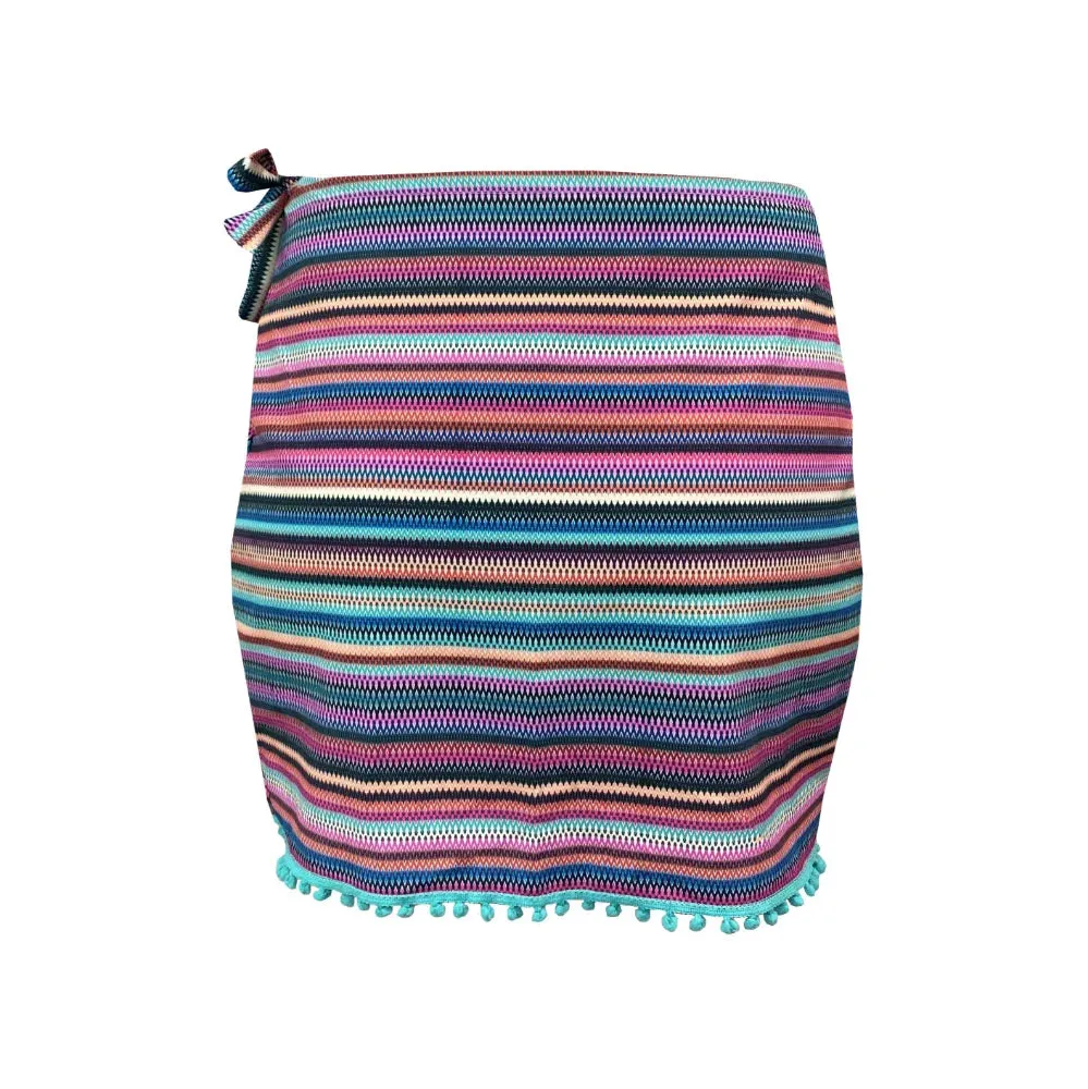 Colorful Stripes Swim Cover Up Pareo Skirt