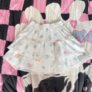 Cute Y2k Skirts for Women 2024 Faldas Mujer De Mujer Japanese Sweet Jupe Anime Print A-line Saia High Waist Summer Mini Skirt