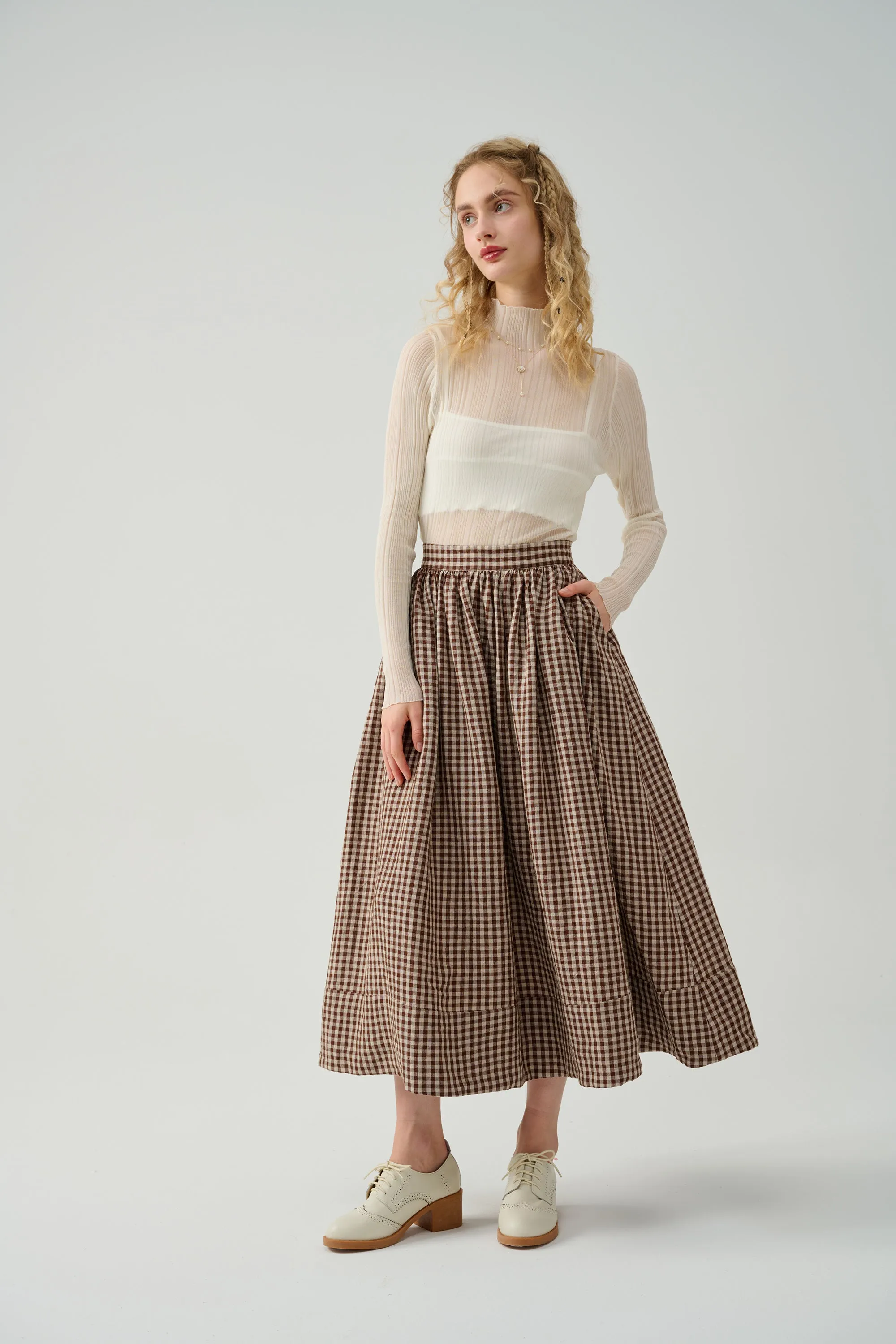 Daisy 03 | Midi linen skirt in humus