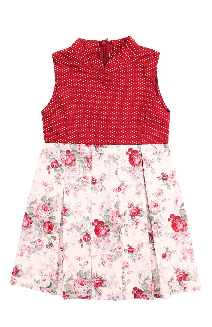 Delicate Rose Artisan Cheongsam Dress - Red