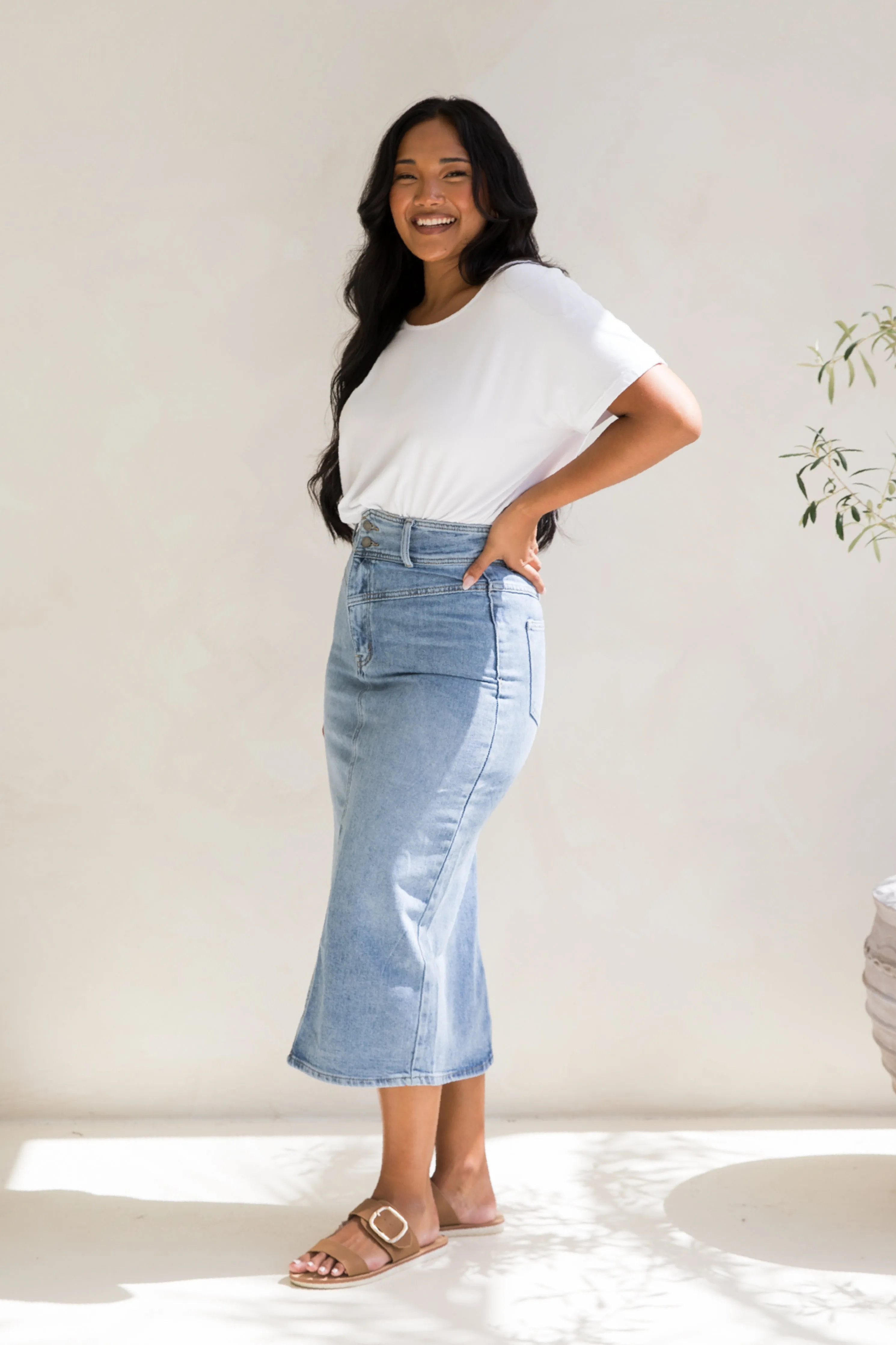 Denim Maxi Skirt | Light Denim