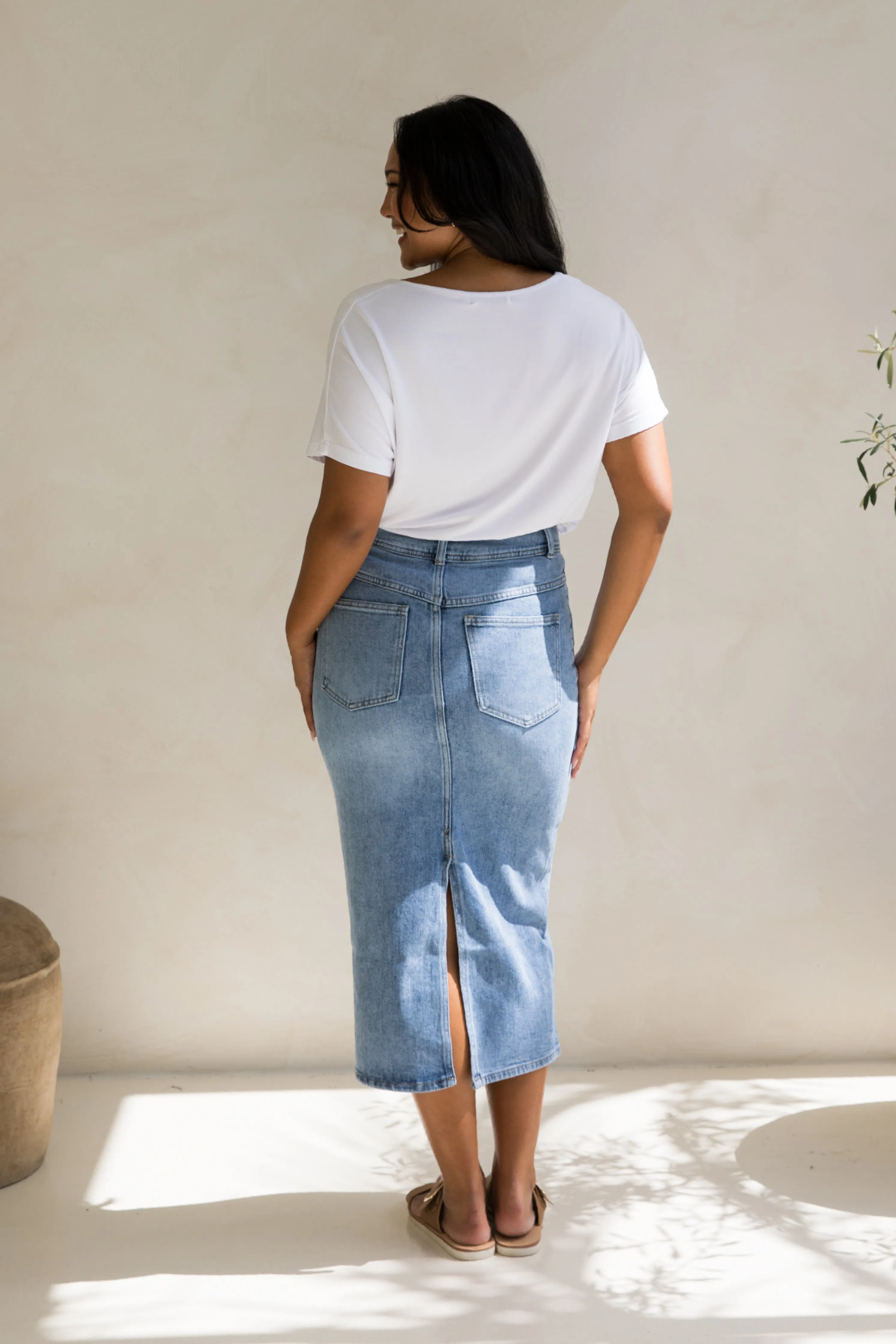 Denim Maxi Skirt | Light Denim