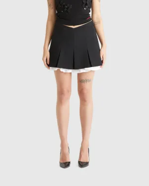 Double Layered A Shape Skirt Black