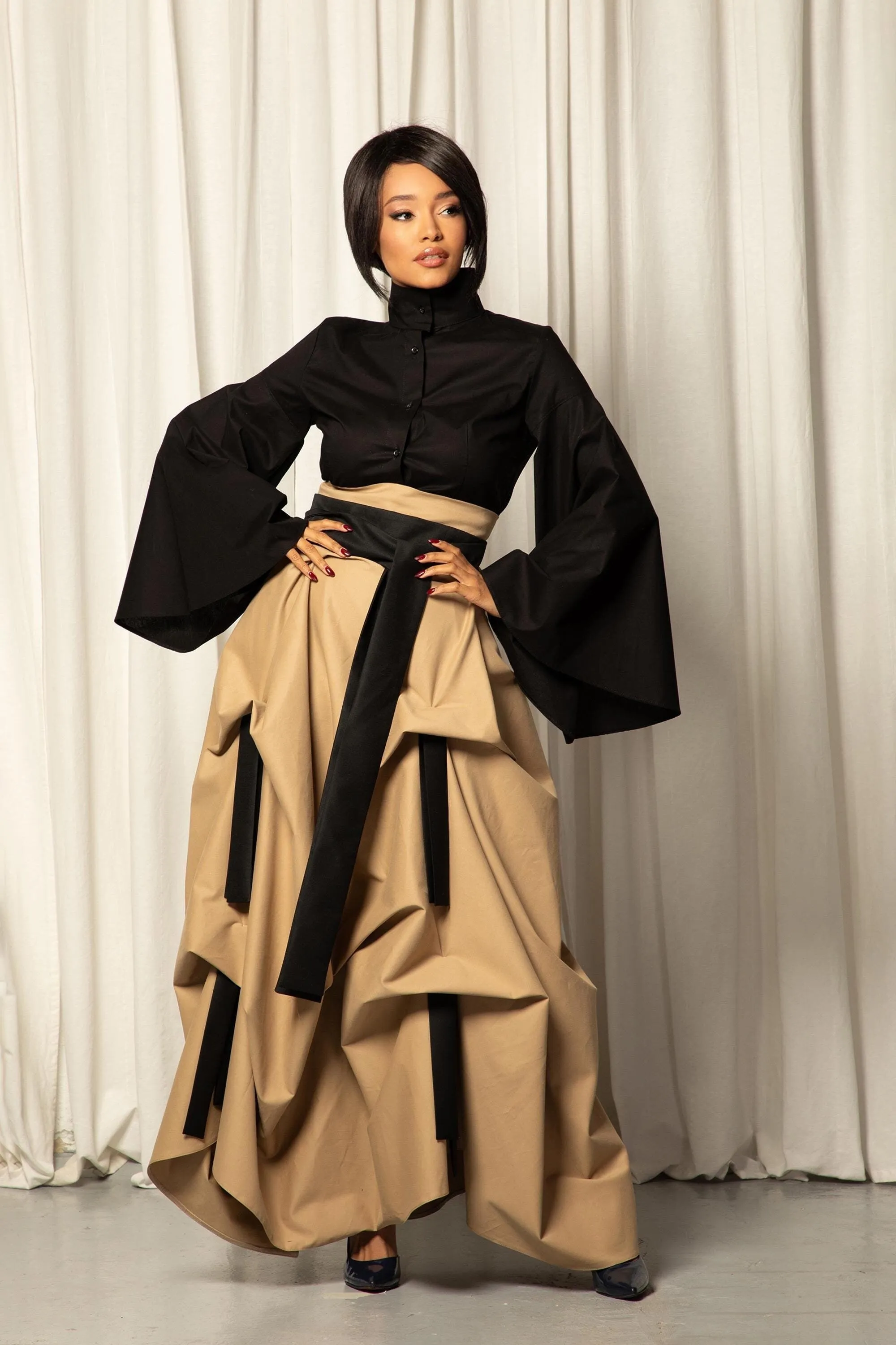 DRAPED SKIRT WITH BELT