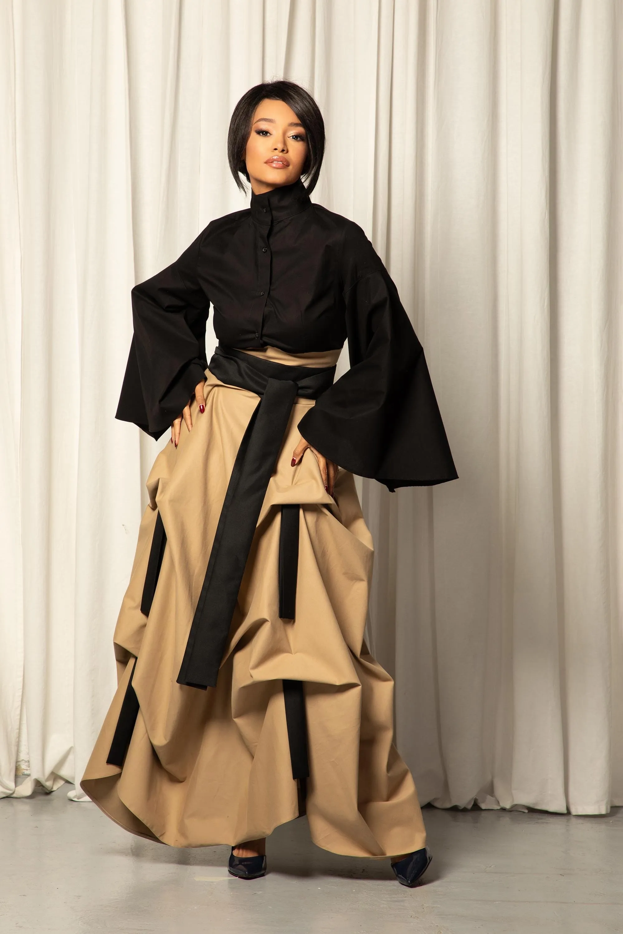 DRAPED SKIRT WITH BELT