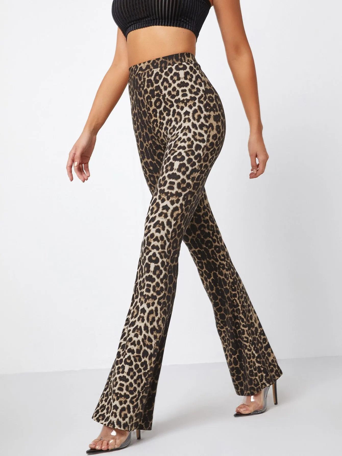 Elegant Leopard High Waist Long Women Pants