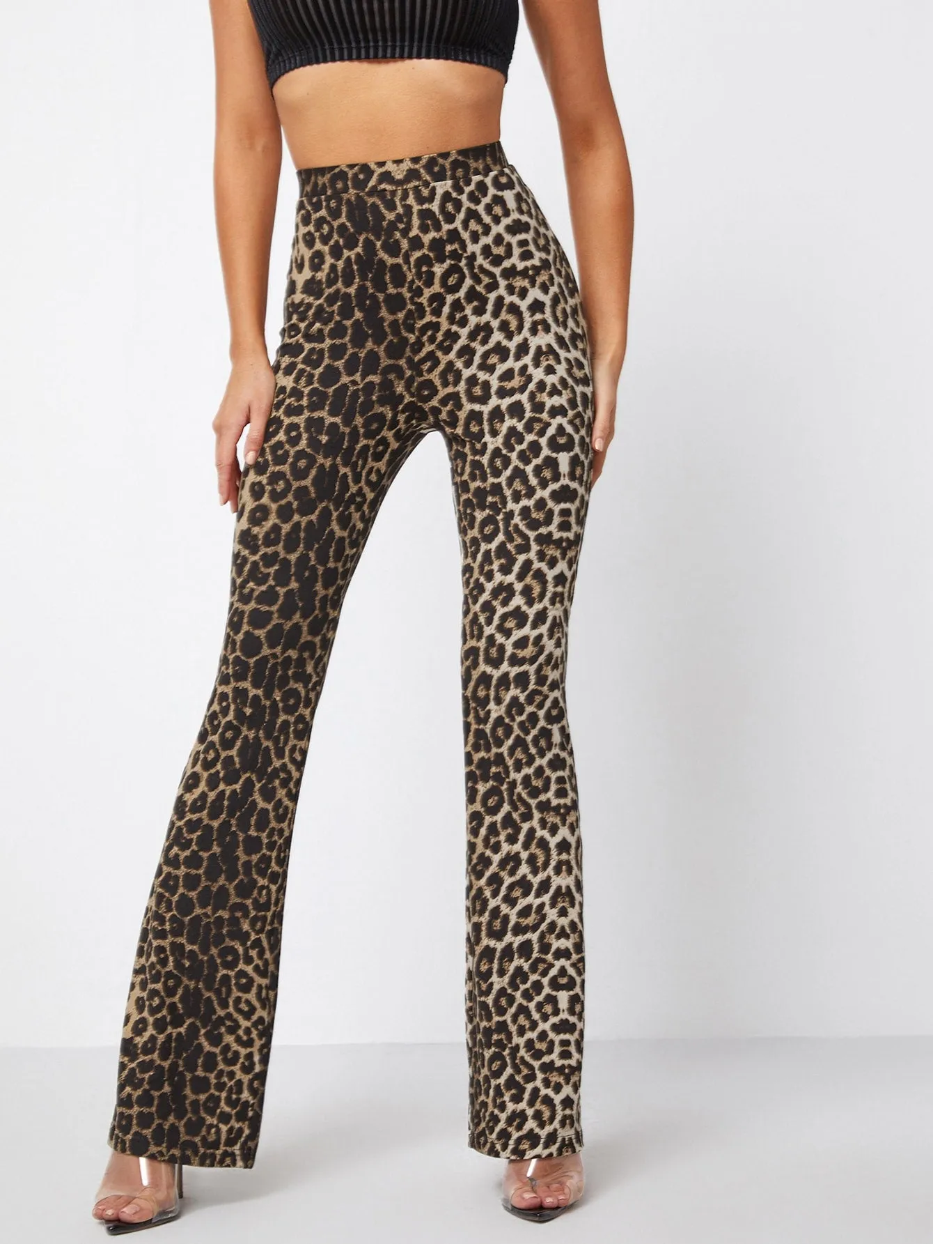 Elegant Leopard High Waist Long Women Pants