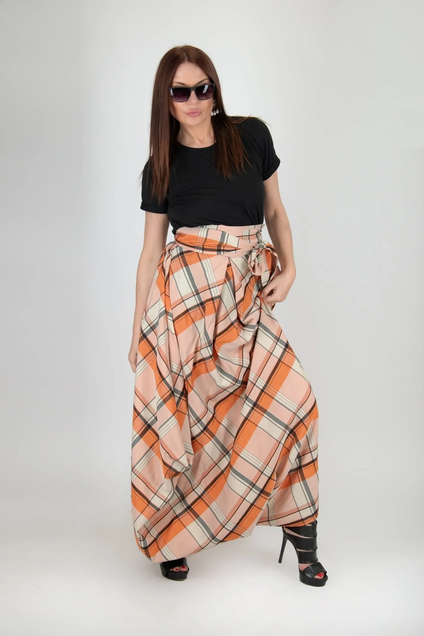 FANTASY Plaid Long Wide Skirt SALE