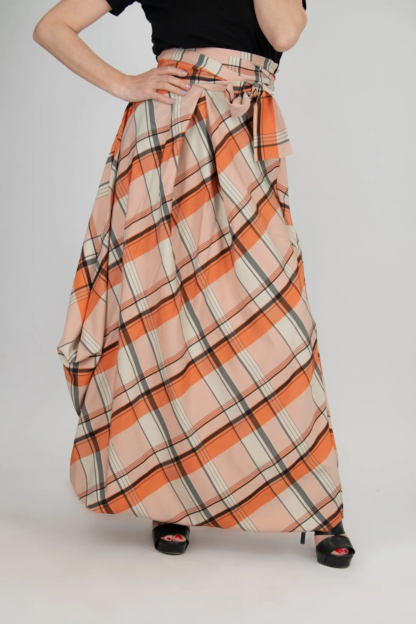 FANTASY Plaid Long Wide Skirt SALE