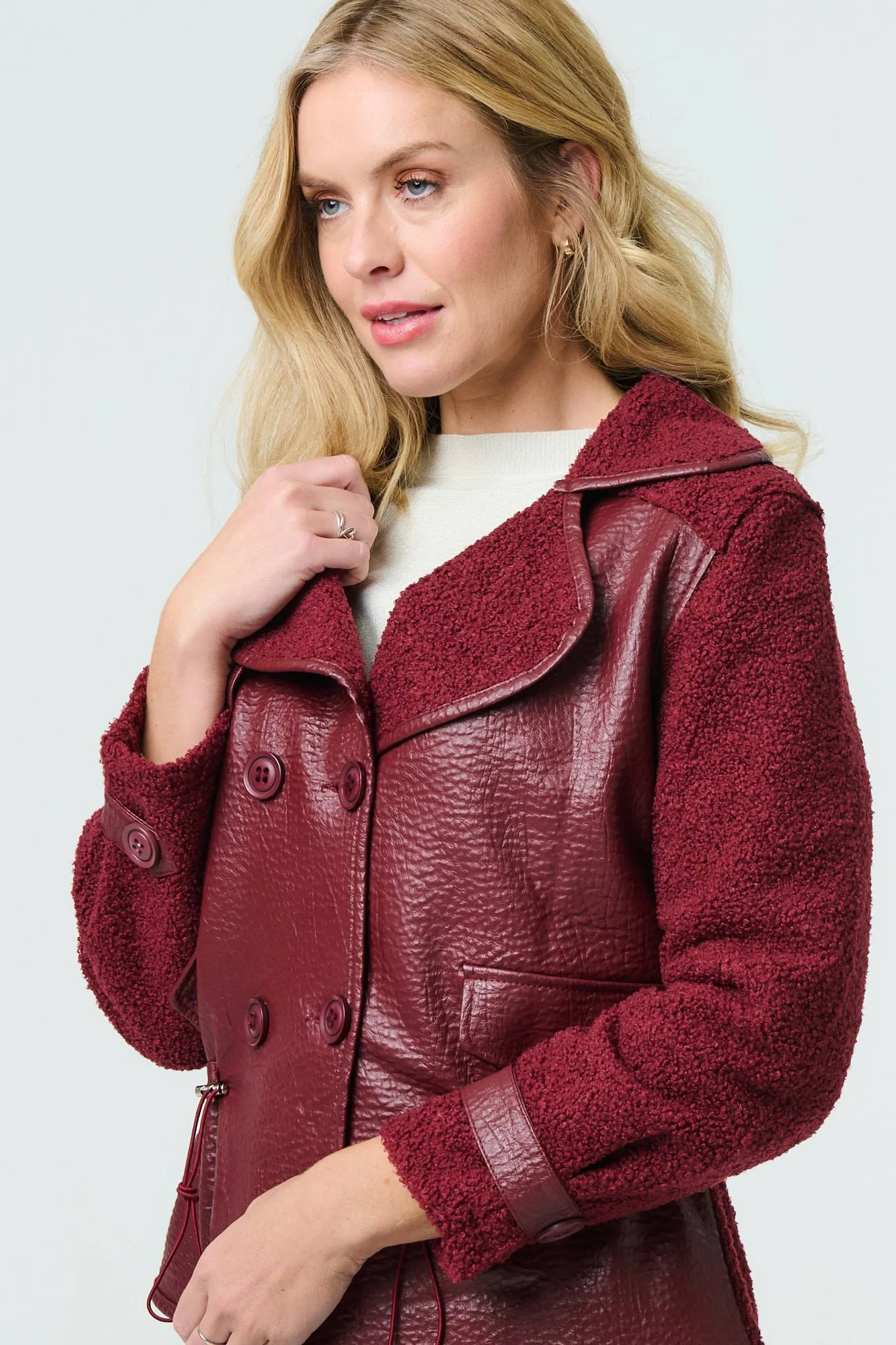 Faux Leather Fleece Lined Jacket