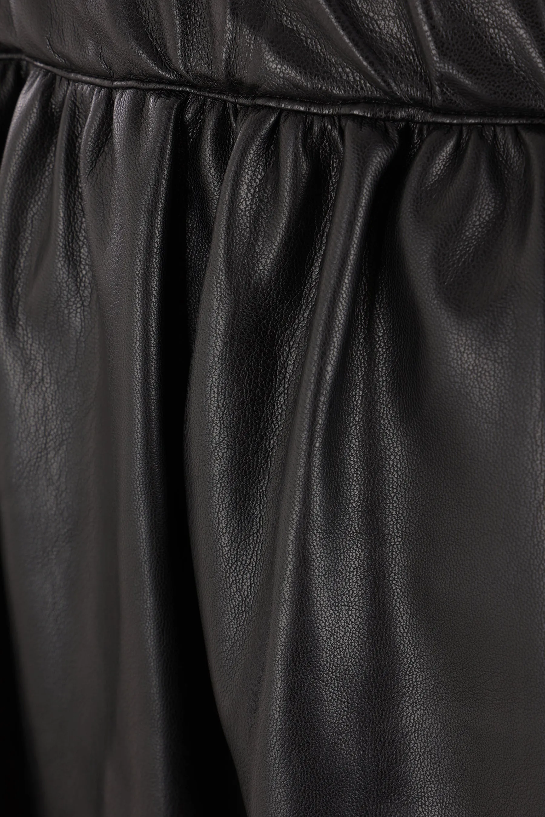 faux leather skirt with asymmetric ruffles