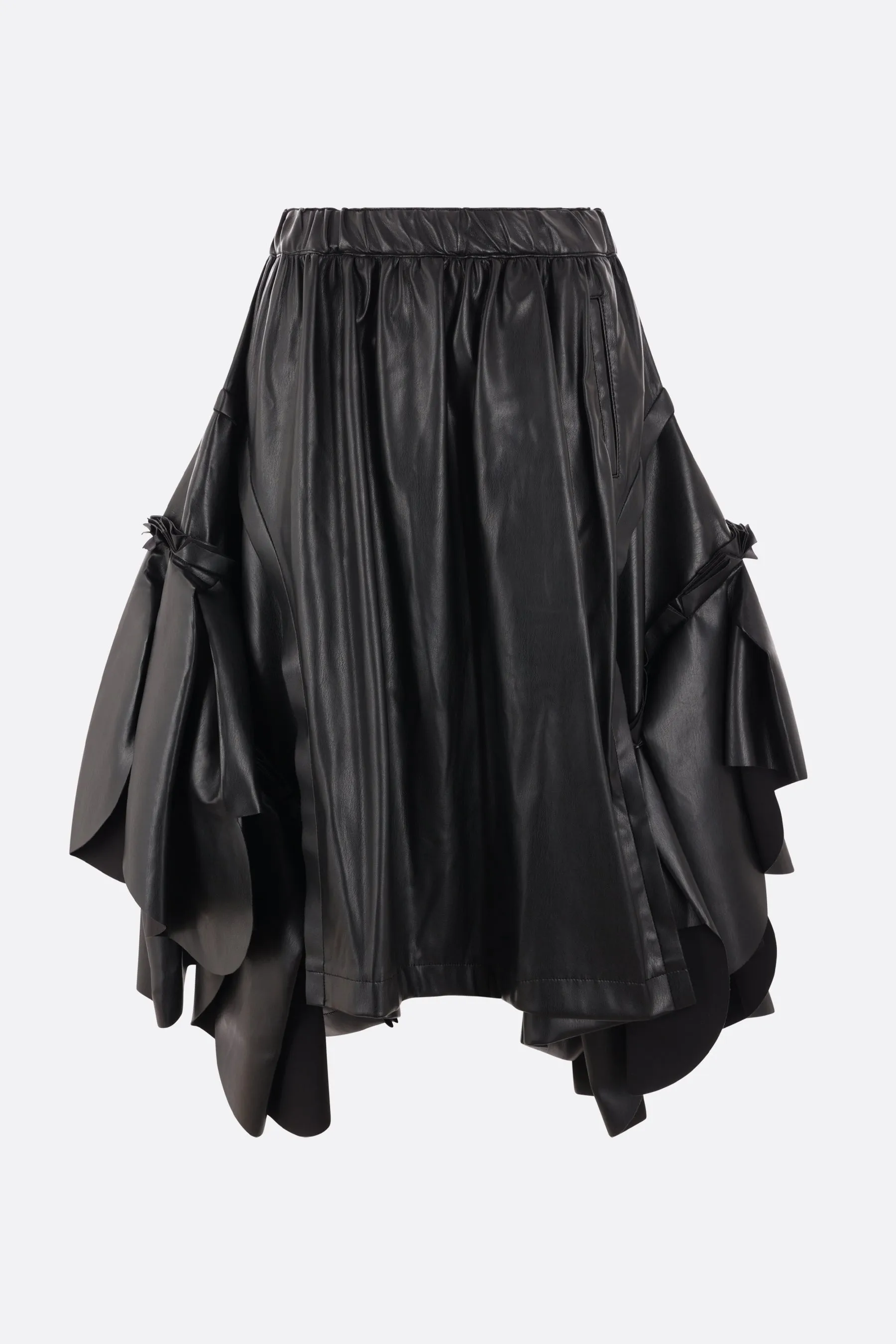 faux leather skirt with asymmetric ruffles