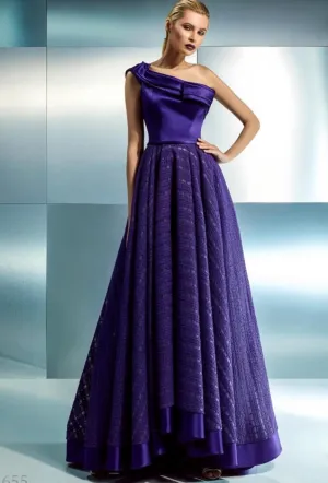 Gemy Maalouf GM1655 Dark Purple Asymmetrical Dress