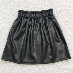 girls black leather skirt GLK0013